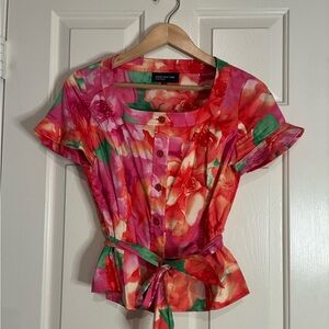 Jones New York Vibrant Floral Button-Up Shirt